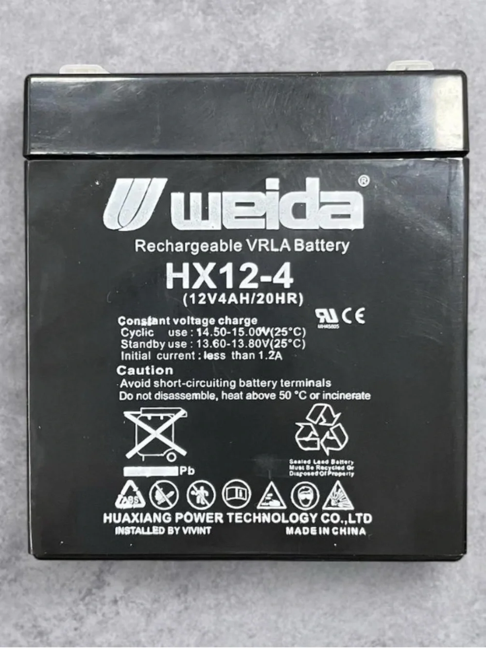 Weida HX12-4 12V 4Ah VRLA Rechargeable Battery Alarm Security UPS Backup